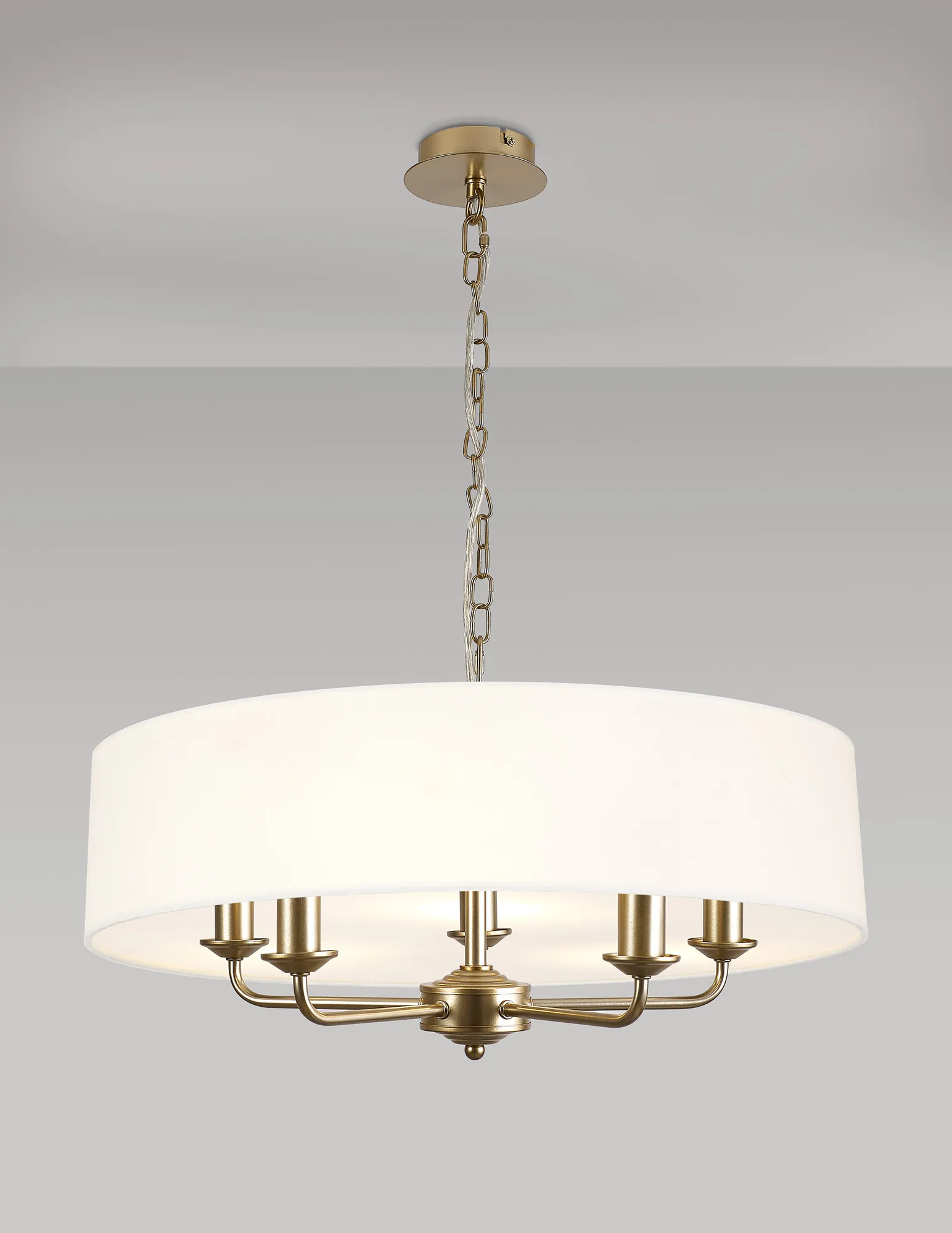 Banyan 60cm 5 Light Pendant Champagne Gold; White DK0942  Deco Banyan CG WH